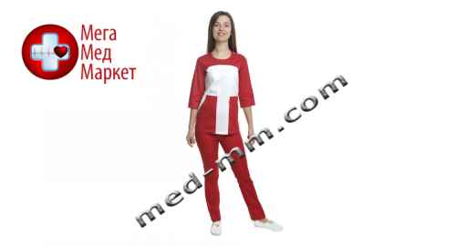 Купить Медицинский костюм женский Фиджи белый/красный № 1060 цена, характеристики, отзывы